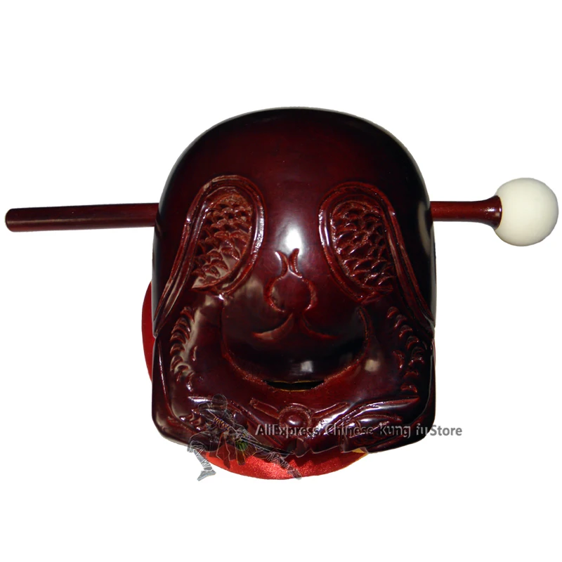 

4 inches Buddhist Monk Annatto Wooden Fish Mokugyo Temple Block Muyu Instrument