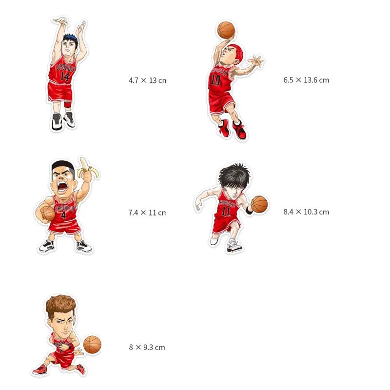 5 Pcs/Set Anime Stickers Japan Cartoon SlamDunk Waterproof PVC Stickers Toys laptop Pitcher Bottle Luggage Journal Decorate DIY