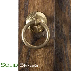 Solid Brass Ring Hanlde Decorative Knobs Vintage Antique Furniture Pull for Cabinet Closet Wardrobe Cupboard Drawer Wooden Doors