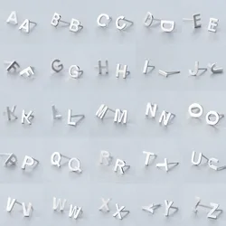 Silver Color 26 A-Z Initial Letter Stud Earrings Personality DIY Alphabet Name Earring Piercing Ear Jewelry Pendientes Brincos
