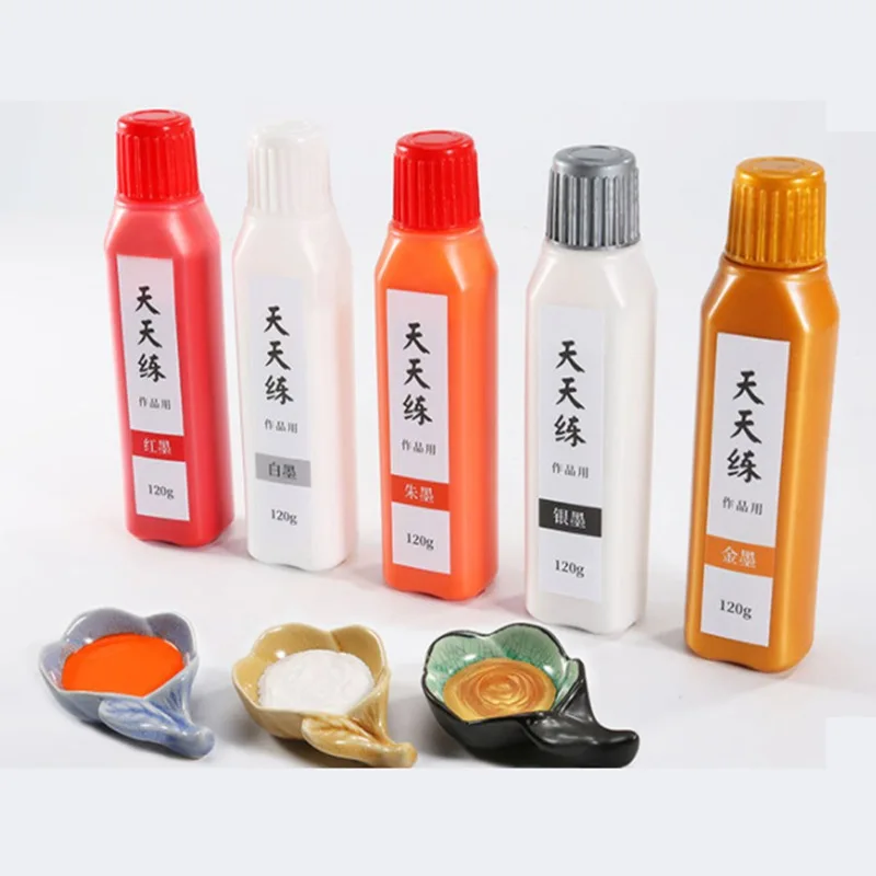 120G Gold/Silver/White/Red Calligraphy Ink Chinese Painting Metallic Pigment Paint For Writing Stationery Office Supplies