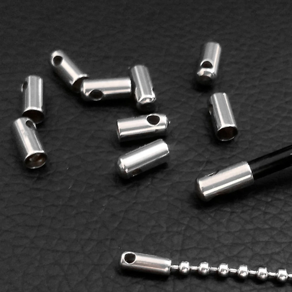 20 Stück Edelstahl-Endkappen, Crimpverschlüsse, Verbindungsstücke, passend für 0,6, 0,9, 1,2, 1,8, 2,4, 3,2 mm Sake-Ketten, Halsketten, Schmuckzubehör – Detail 4
