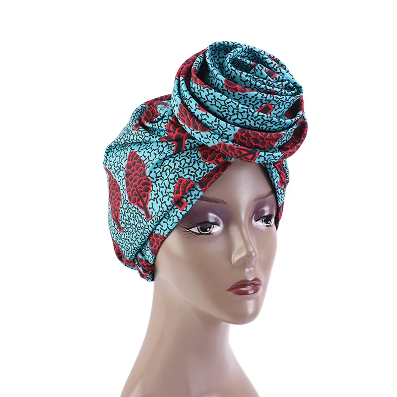 African Pattern Wowen Knot Headwrap Pre-Tied Knotted Turban Bonnet Satin linned Beanie Headscarf Cap Headwear Hair Accessories