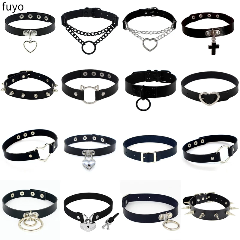 2021 New Sexy Punk Choker Collar Leather Choker Bondage Cosplay Goth Jewelry Women Gothic Necklace Harajuku Accessories