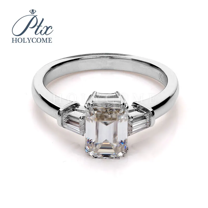 Holycome DEF VVS1 5x7mm Emerald Cut 14K Solid Gold Moissanite Diamond Without Halo Ring Серьги  кольцо браслет кольца браслеты