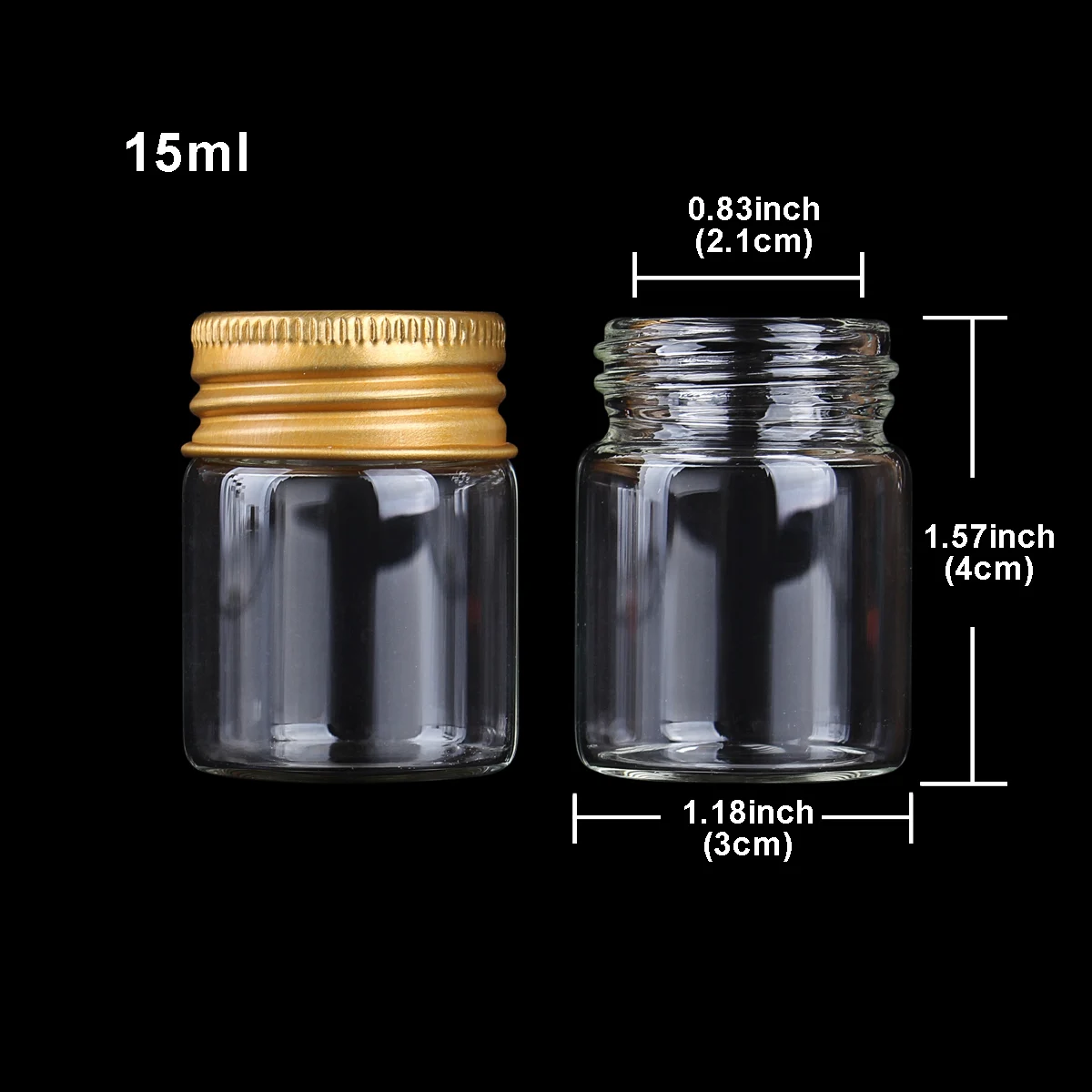 5pcs 15ml 30*40mm Glass bottles with Golden Aluminum Caps Potion bottles Ink Bottles Perfume Bottles