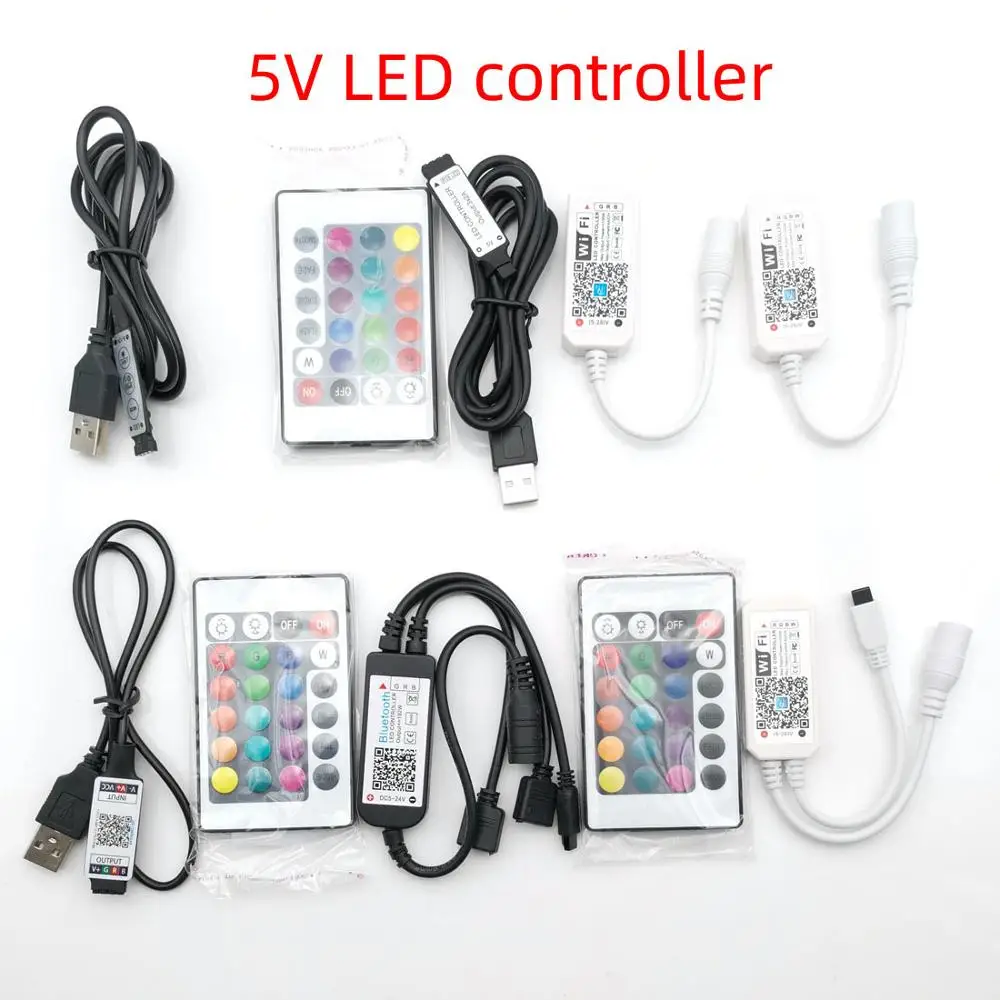 ماجيك هوم 5-12-24V Led Rgb IR RF الأشعة تحت الحمراء وحدة تحكم لاسلكية ل 3528/2835/5050 RGBW 24/44 مفاتيح واي فاي App LED قطاع تحكم