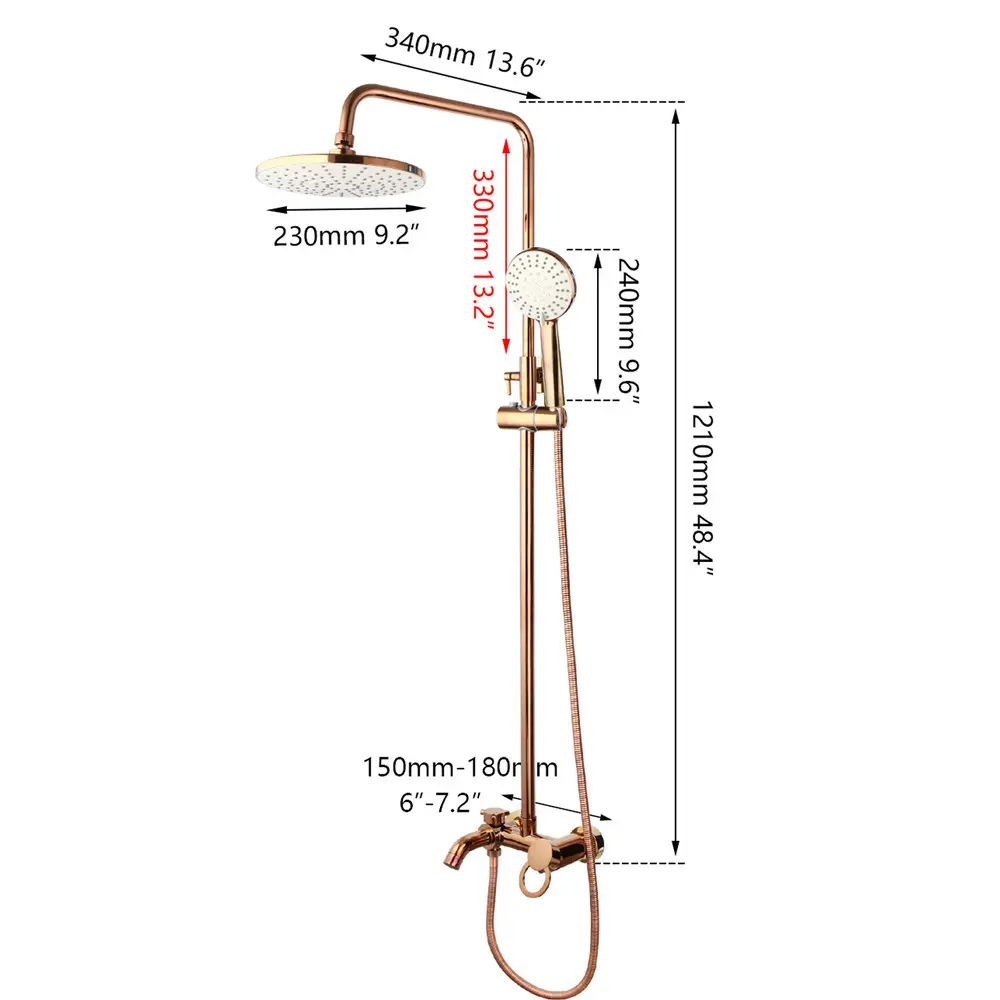 JIENI Luxury Rose Golden Shower Faucet Set Solid Brass Pink Gold Bathroom Bathtub Mixer Rainfall Spray Hand Shower Shower Facuet