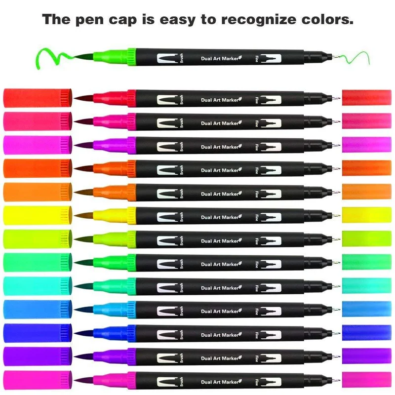 60 Colors Art Markers Dual Tips Coloring Brush Fineliner Color Pens Water Marker for Calligraphy Drawing Sketching Coloring Book