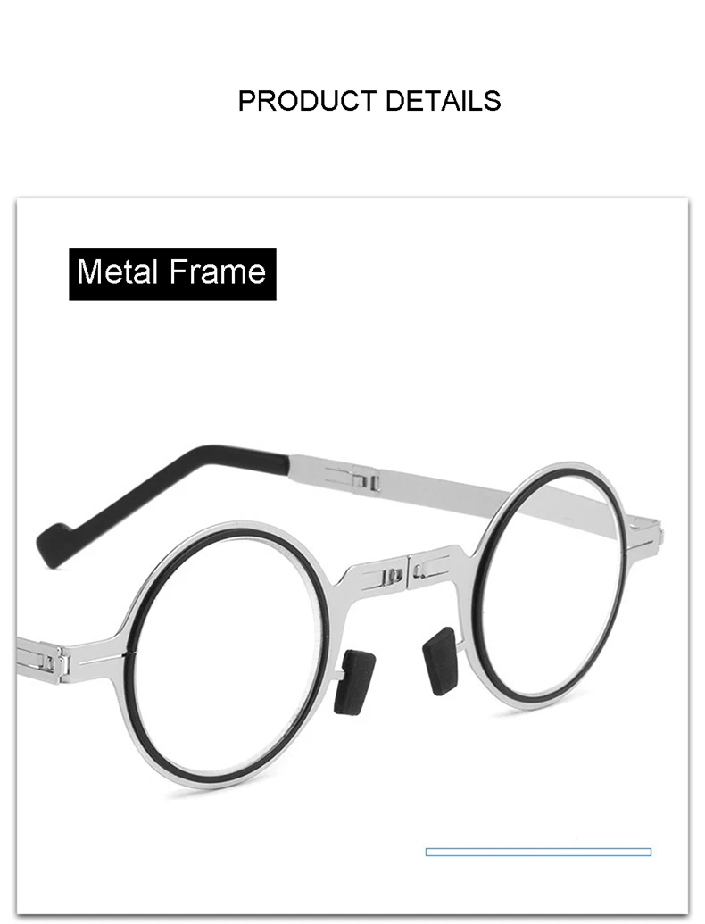 Mai Blume Metall Runde Klapp Lesebrille Männer Blau Licht Computer Grade Gläser Schmale Brillen Rahmen Für Männer gafas + 3,5 – Detail 7