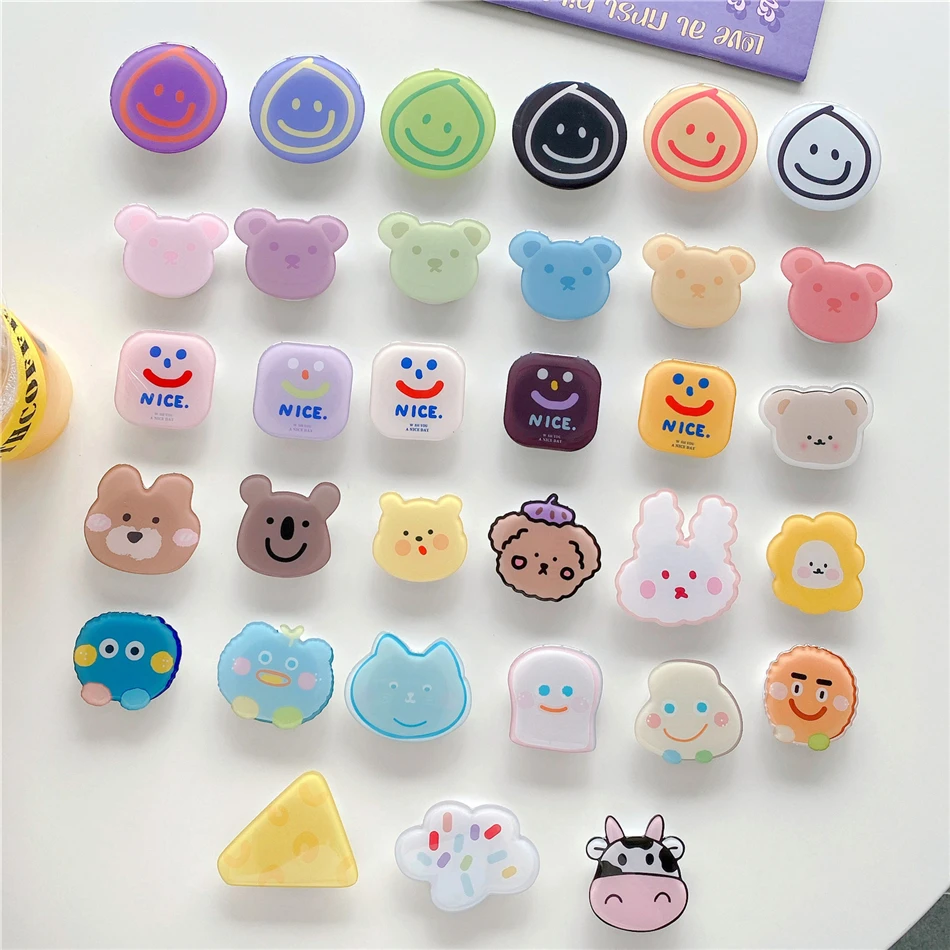 لطيف الكورية ثلاثية الأبعاد الكرتون الدب الأرنب العالمي الهاتف قبضة حامل طوي توسيع حامل الهاتف البنصر حامل آيفون 12