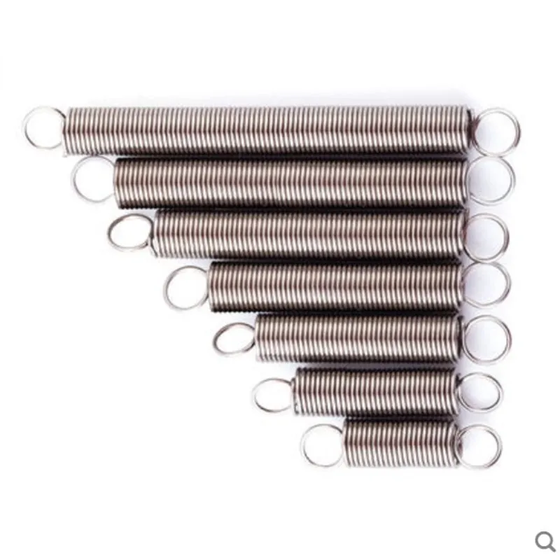 2pcs 1.0*10*L  1.0mm stainless steel Tension spring with a hook extension outer dia 10mm spring length 30mm to 150mm