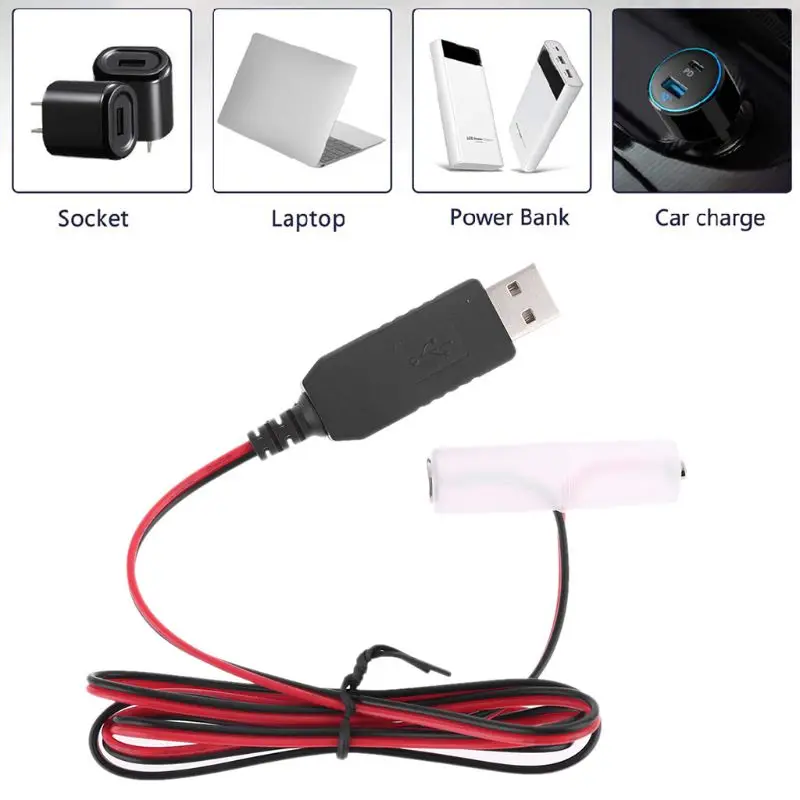 O cabo da fonte de alimentação de usb do eliminador da bateria lr6 aa substitui 1-4 pces 1.5v aa bateria para o relógio de brinquedo conduziu a calculadora da luz de tira