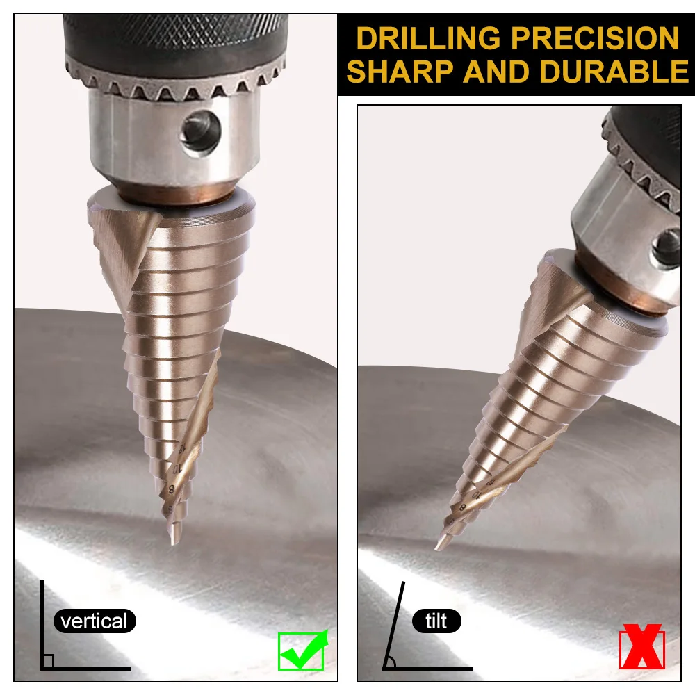M35 Cobalt Step Drill 4-12/4-20/4-32mm High Speed Steel Drill Bits Spiral Groove hex Shank Stainless Steel Hole Metal Drilling