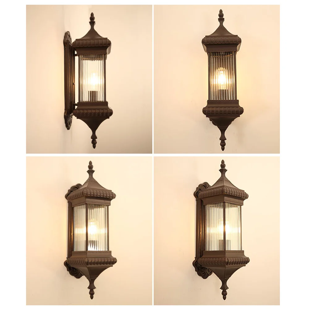 SANDIY Vintage Outdoor Wall Light Retro Porch Lamp Europe Villa Sconce Waterproof Exterior Garden Yard Luminaire Coffee E26/E27