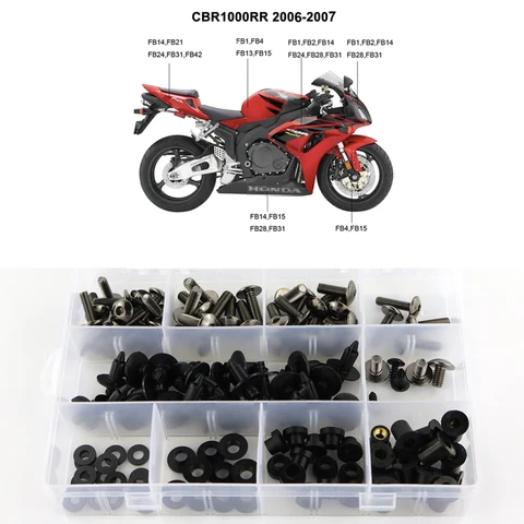 Подходит для Honda CBR1000RR CBR 1000RR 2006 2007, полный комплект болтов для мотоцикла, комплект болтов для обтекателя, гайки, винты, втулки, стальные