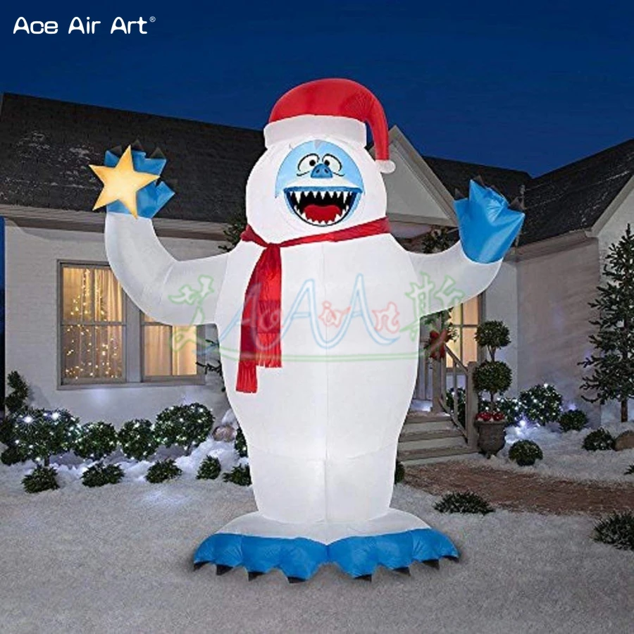 New arrival Christmas balloon Snow monster plush cute Anime doll model with red hat glowing for Christmas decoration no light