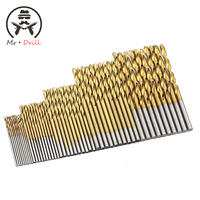 HSS 50Pcs Twisted Drill Bit Set Saw Set Steel Titanium Coated Drill Woodworking Wood Tool 1/1.5/2/2.5/3mm For Metal