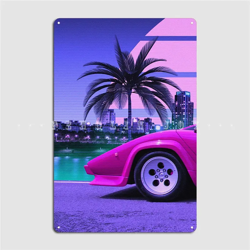 Countach Retrowave Metal Sign Design Pub Club Bar Plates Tin Sign Posters