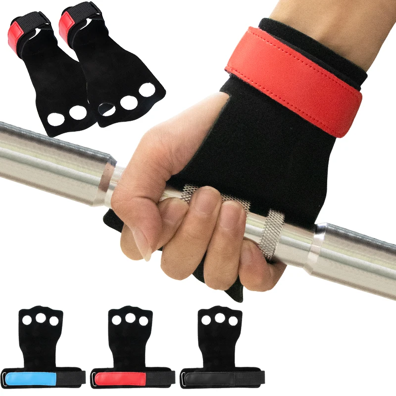 Leather Gymnastic Hand Grips Weightlifting Workout Gym Gloves Palm Protection Wrist Wrap Fitness Training Hand Blisters