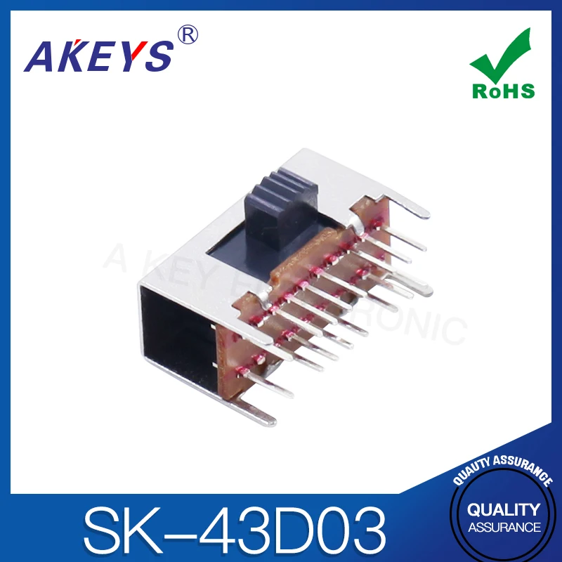 10PCS SK-43D03 (4P3T) Handle Height 7 / 4mm 3-gear toggle switch 4 fixed feet 16 feet horizontal