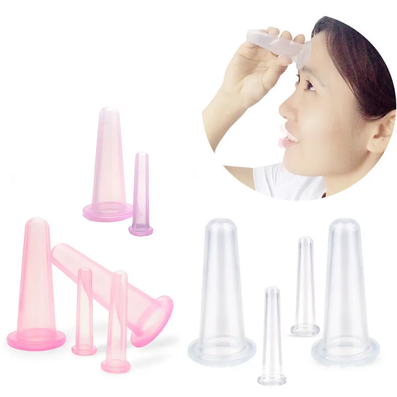 4pcs/lot Massage Vacuum Cupping Set Silicone Face Cuping Therapy Cup Anti Cellulite Body Massage Health Care