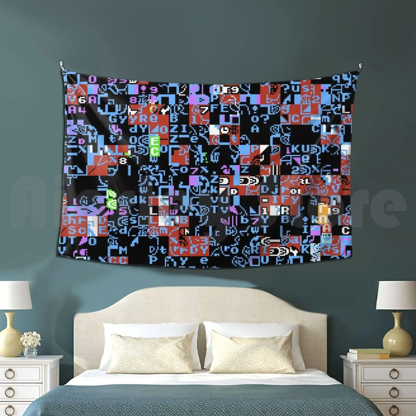 Babel Tapestry Living Room Bedroom 1902 Pixel Art Pixel Pixelart 8bit Nes Glitch Geek Sun Sunset Beach