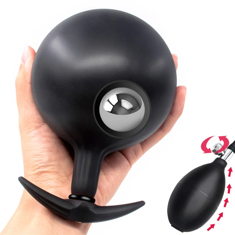 Metal Anal Balls Inflatable Butt Plug Large Anal Tube Pussy Plug Vaginal Decoration Adult Sex Toys For Men Women Buttplug