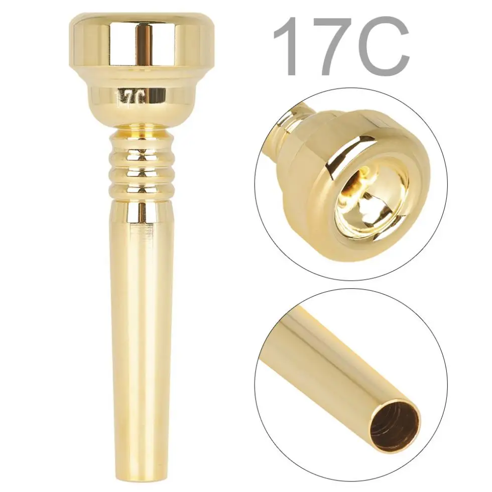 17C Trumpet Mouthpiece Brass Gold Plated Professional Trumpet Mouthpiece with Rich Tone