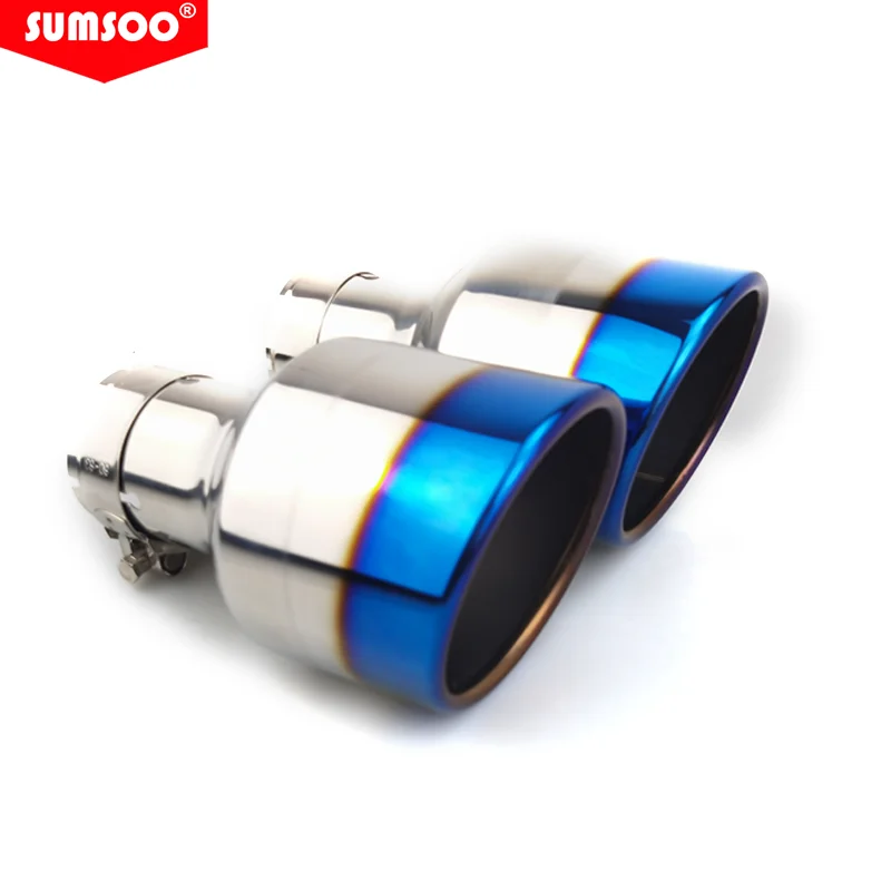 

genuine SUMSOO bunrt blue outlet114 Newest Style Stainless Steel Car Exhaust Tip for VW AUDI BENZ BMW PORSCHE