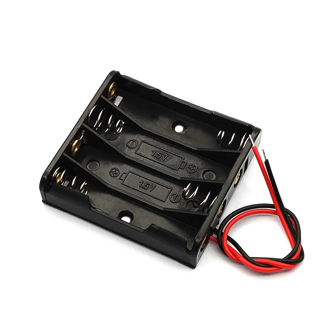 AAA Battery Box AAA Case AAA Battery Holder 4AA box With Cable For 4 x AAA Batteries For Soldering Connecting 4x1.5V