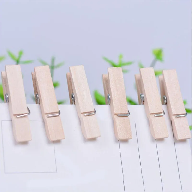 100PCS 25mm/30mm/35mm Clothes Pegs Mini Wooden Multifunction Clothespins Wood Clamps For Sewing Supplies Wooden Clips