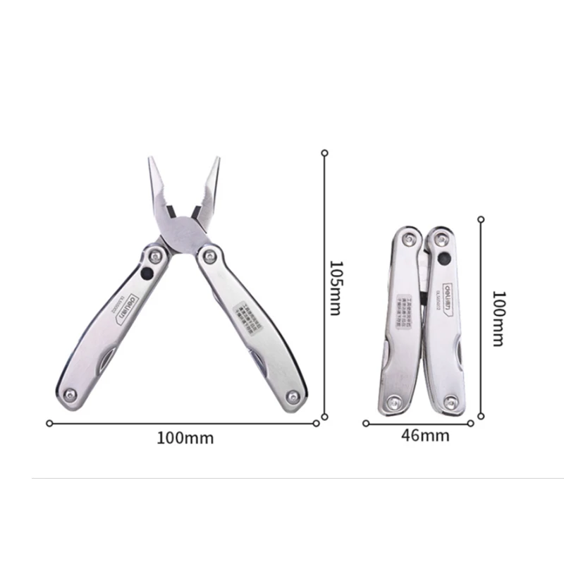 deli 16 In 1 Outdoor Camping Tool Multitool Tactical Pliers Versatile Repair Folding Screwdriver Military Stainless Steel Knife