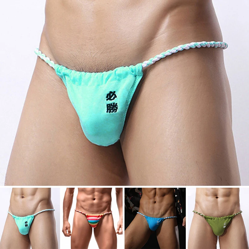 Tanga Gay para Hombre, suspensorio, bolsa para pene, ropa interior, Fundoshi, tejido, cuerda, japonés, Sumo