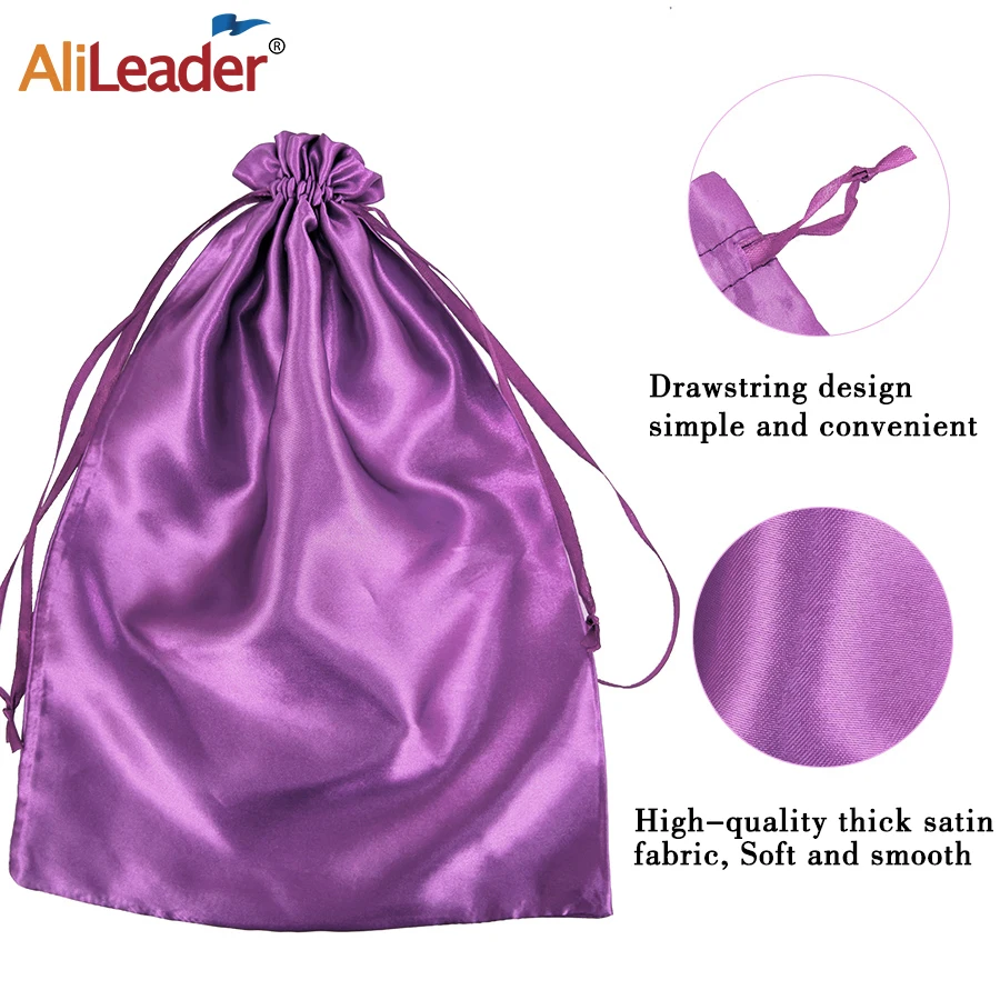 Alileader borsa in raso di seta con coulisse borse in raso per imballaggio parrucche estensioni dei capelli borse per capelli gioielli trucco