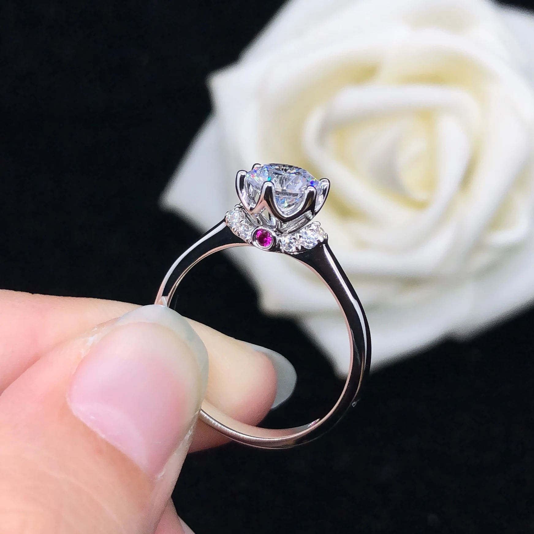 

Элегантное кольцо с круглым бриллиантом 0.5Ct, обручальное женское ювелирное изделие, однотонное Платиновое кольцо 950 R090