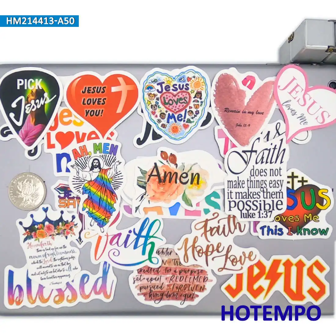 50PCS Retro Pattern God Hope Jesus Loves Me Slogan Funny Sticker for Phone Laptop Notebooks Luggage Skateboard Bike Car Stickers