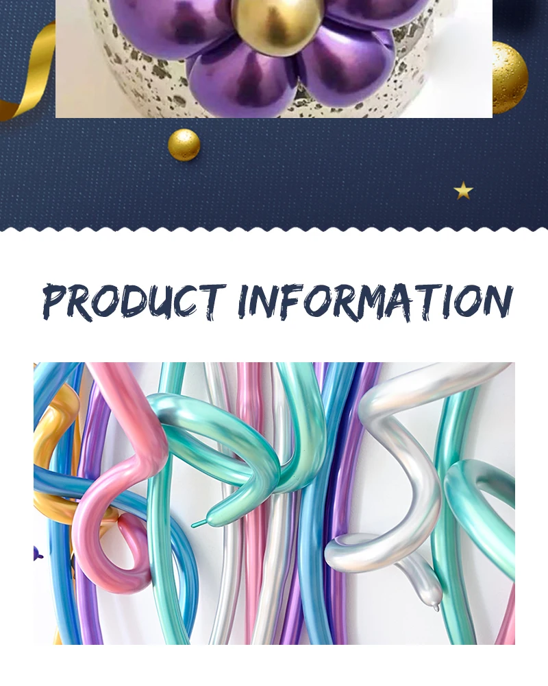 100pcs 260 Magic Strip Balloon Long Pearl Metal Latex Balloons Thick Metallic Inflatable Balloon Birthday Toy Party Decoration