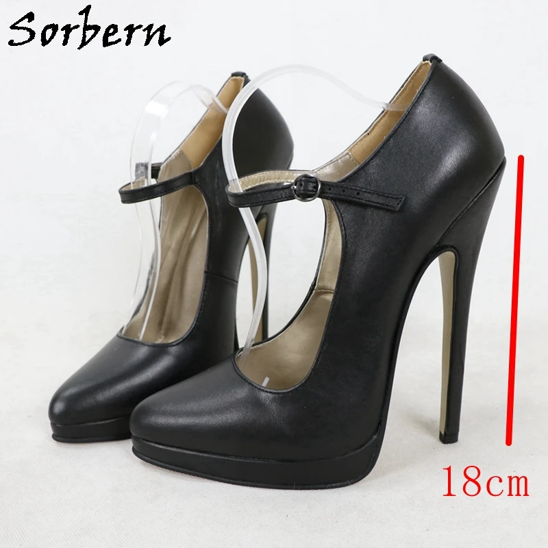 Sorbern 18cm 20cm Mary Jane Pump Shoes donna tacchi a spillo Platform Fetish Unisex Sissy Boy scarpe Sexy punta a punta colore personalizzato