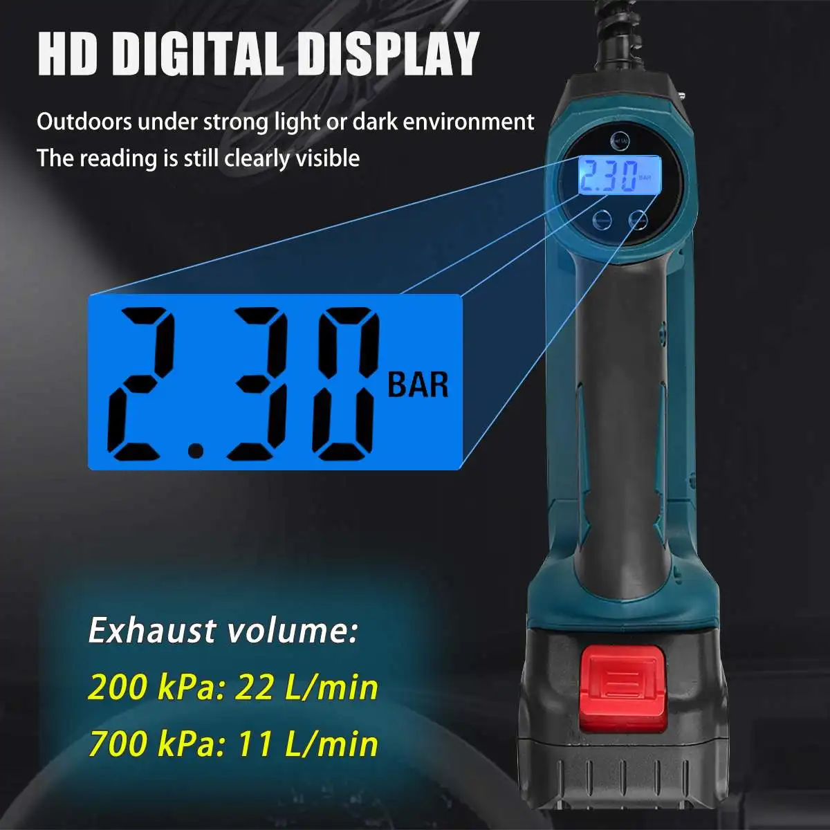 22L/Min ไร้สายชาร์จไฟฟ้าแบบพกพาดิจิตอลยางรถยนต์ Inflator Air Compressor สำหรับ Makita 18V แบตเตอรี่