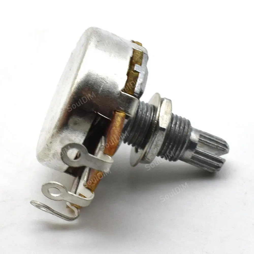 Grand potentiomètre A500K/B500K/A250K/B250K, 2 pièces, Pot cannelé pour guitare électrique, effet de basse, Volume de tonalité, pièces d\'arbre de