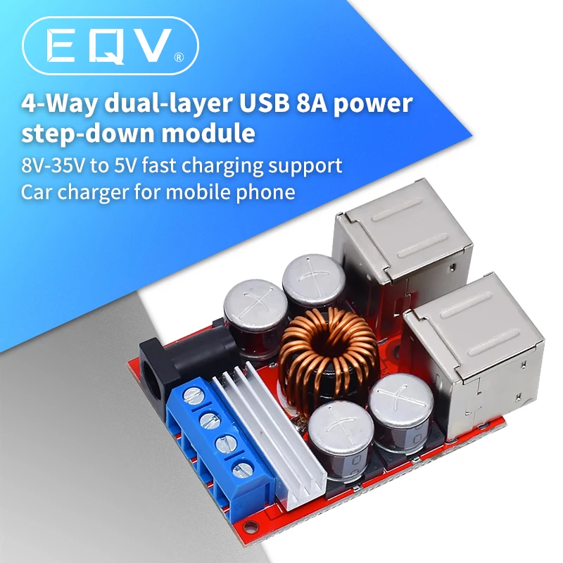 DC-DC Vehicle Charging Board 8V-35V to 5V 8A Power Supply Depressurization Module 4 port USB Output mobile Charger