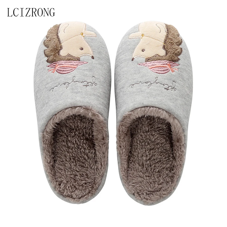 LCIZRONG 2020 New Hedgehog Harajuku Women Slippers Cotton Warm Flip Flops Snow Winter Home Slippers Woman Men Indoor Shoes Kid