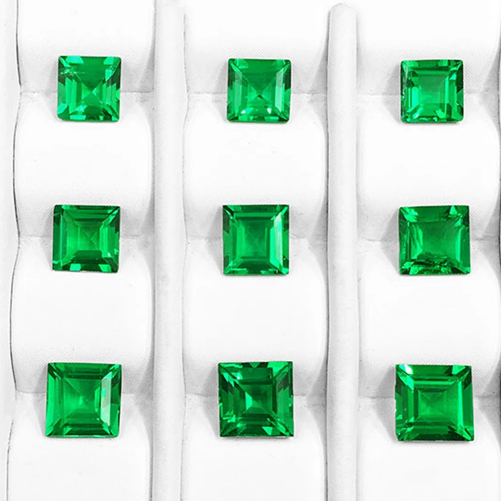 

10x10mm 3.5 Karat Square Created Loose Gemstone Hydrothermal Columbian Emerald Price Per Carat