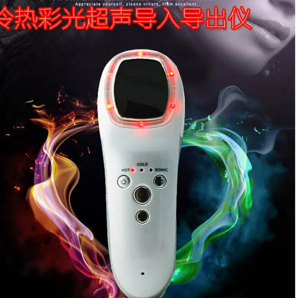 

Portable USB Charging Hot and Cold Ultrasonic+color light face Massage Beauty Massager Machine Skin Rejuvenation