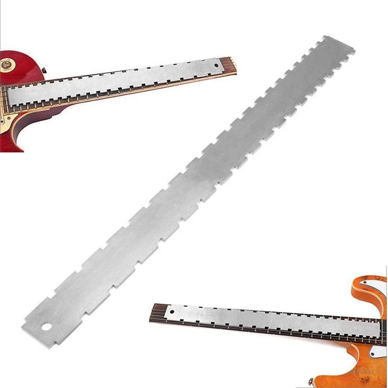 Guitar Neck Notched Straight Edge Luthiers Tool with String Action Ruler Gauge for Gibson 24.75 Inch and Fender 25.5 Inch Electr