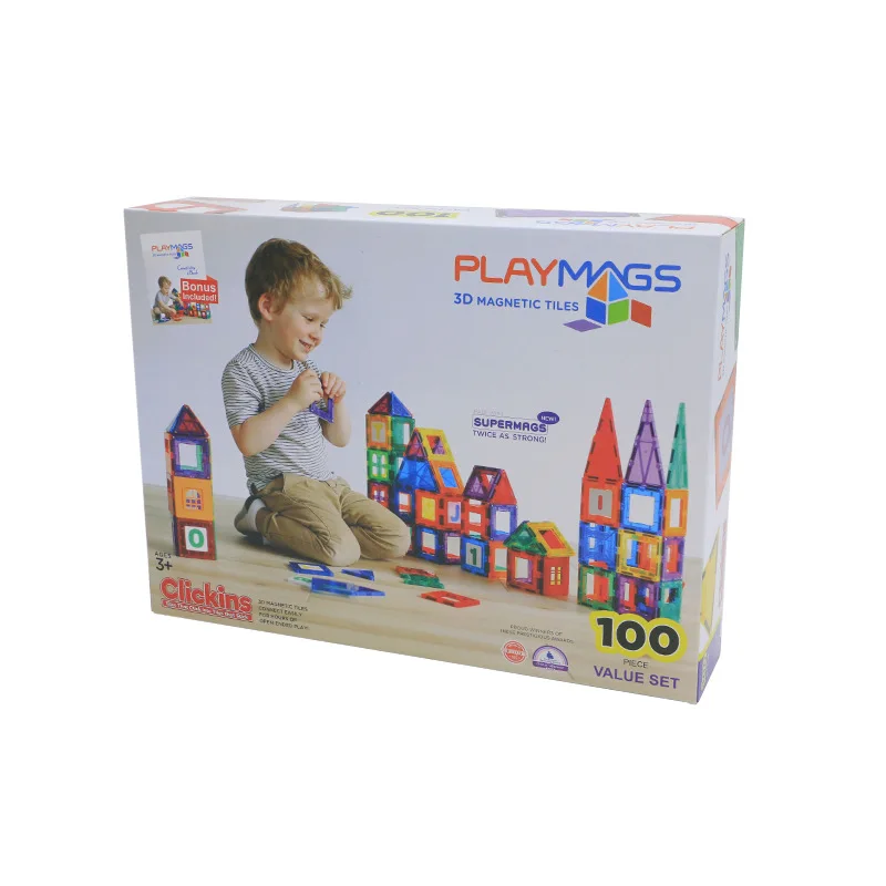 Dzieci klocki magnetyczne klocki dla dzieci kolor magnetyczny Chip instrukcja DIY budynek magnes bricksToys Playma