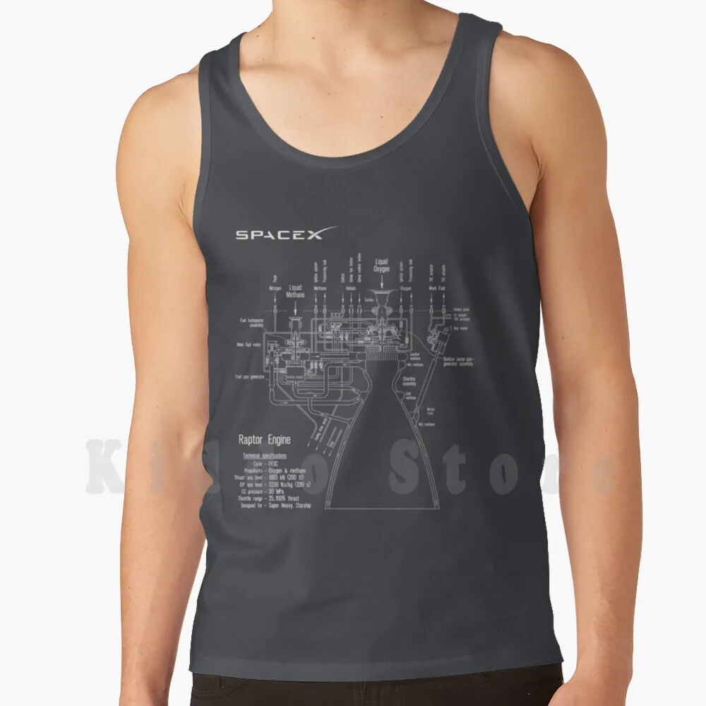 Spacex Raptor Engine Technical Blueprint Tank Tops Vest Sleeveless Spacex Space X Raptor Spacex Raptor Engine