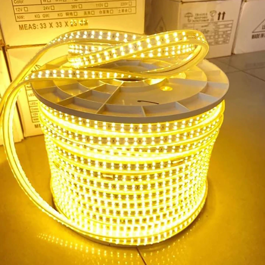 

20M 30M 50M 60M 80M 100M AC 220V 3Rows 3D Waterproof Led Strip Light 2835 SMD Flexible Rope 120LEDS 180 Leds/M