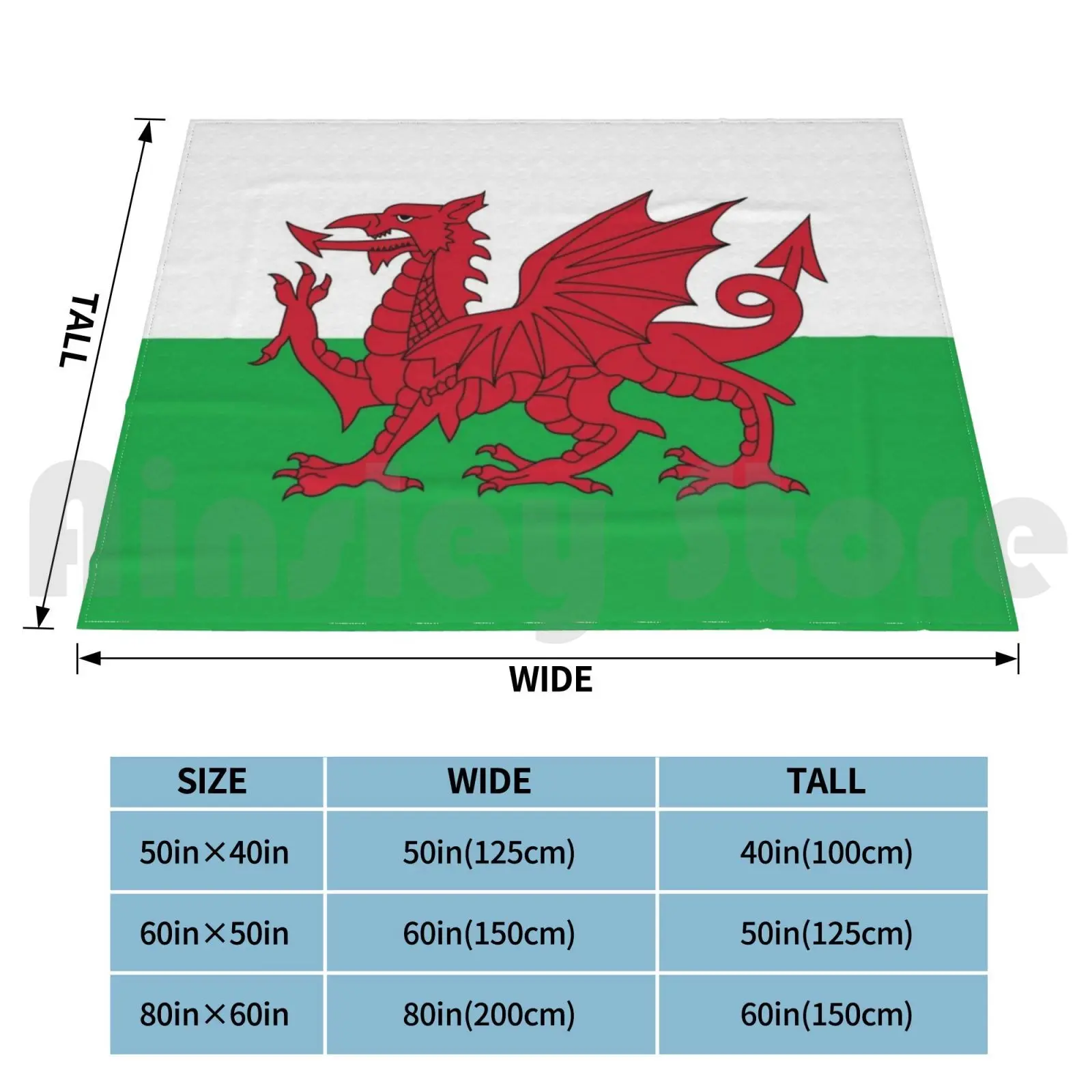 Welsh Flag Face Blanket Super Soft Warm Light Thin Welsh Flag Welsh Flag Welsh Flag Patriotic Country Printed